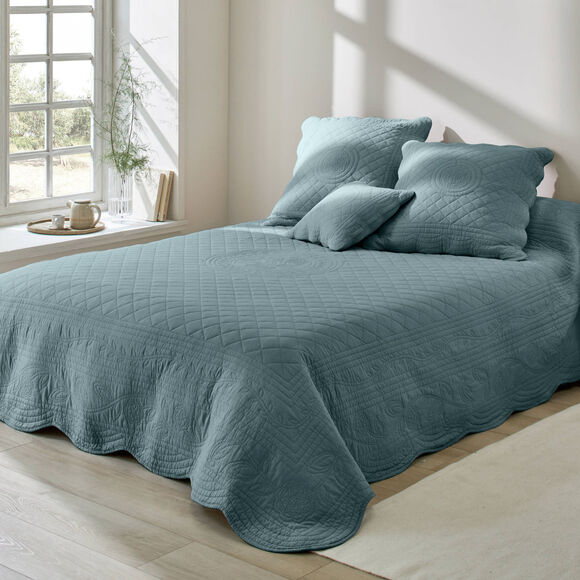 Effen bedsprei in boutisstijl Cassandre (grijsblauw) Effen bedsprei in boutisstijl Cassandre (grijsblauw)